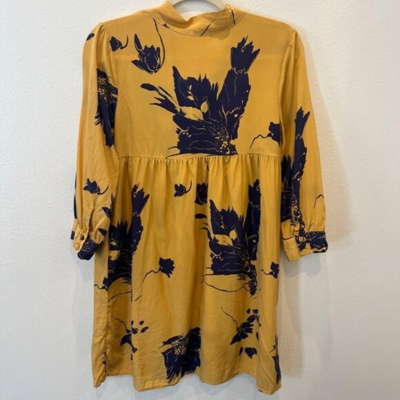 Lux 100% Silk Oversized Boho Blouse Women’s Floral Top Large Gothic 3/4 Sleeve - Picture 4 of 10